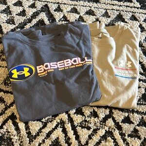 Under Armour Baseball Graphic Tees - Gray and Beige